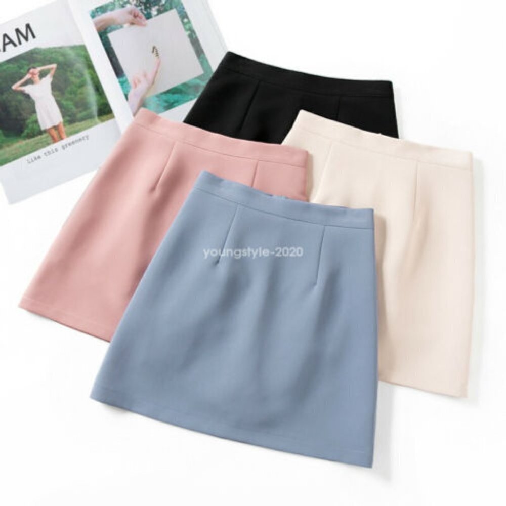 Korean Womens A Line High Waisted Skater Skort Office Work Business Mini Skirt - Picture 4 of 6